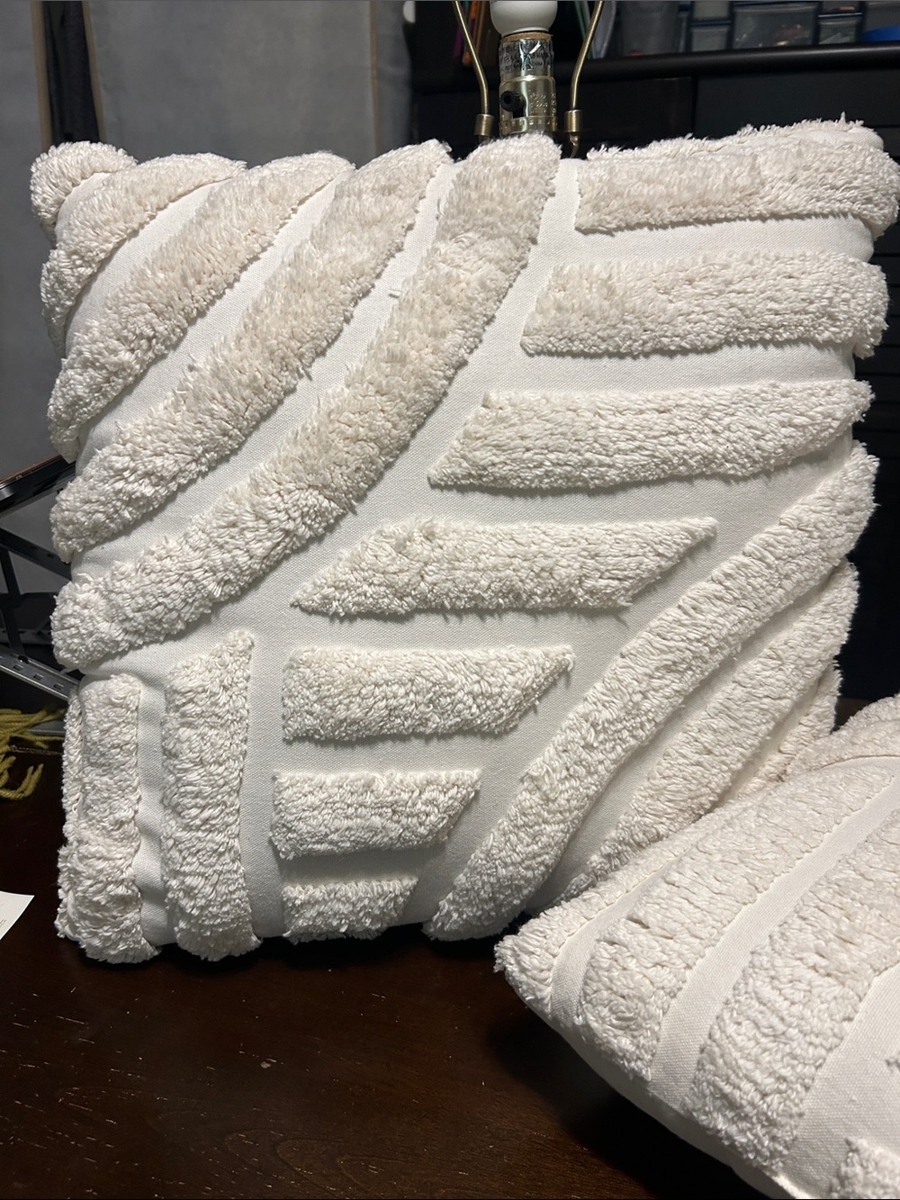 Splendid Cream Textured Decorative Pillow Set